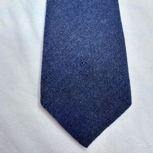 Navy Blue Yves Saint Laurent Wool Blend Business Casual Preppy Tie